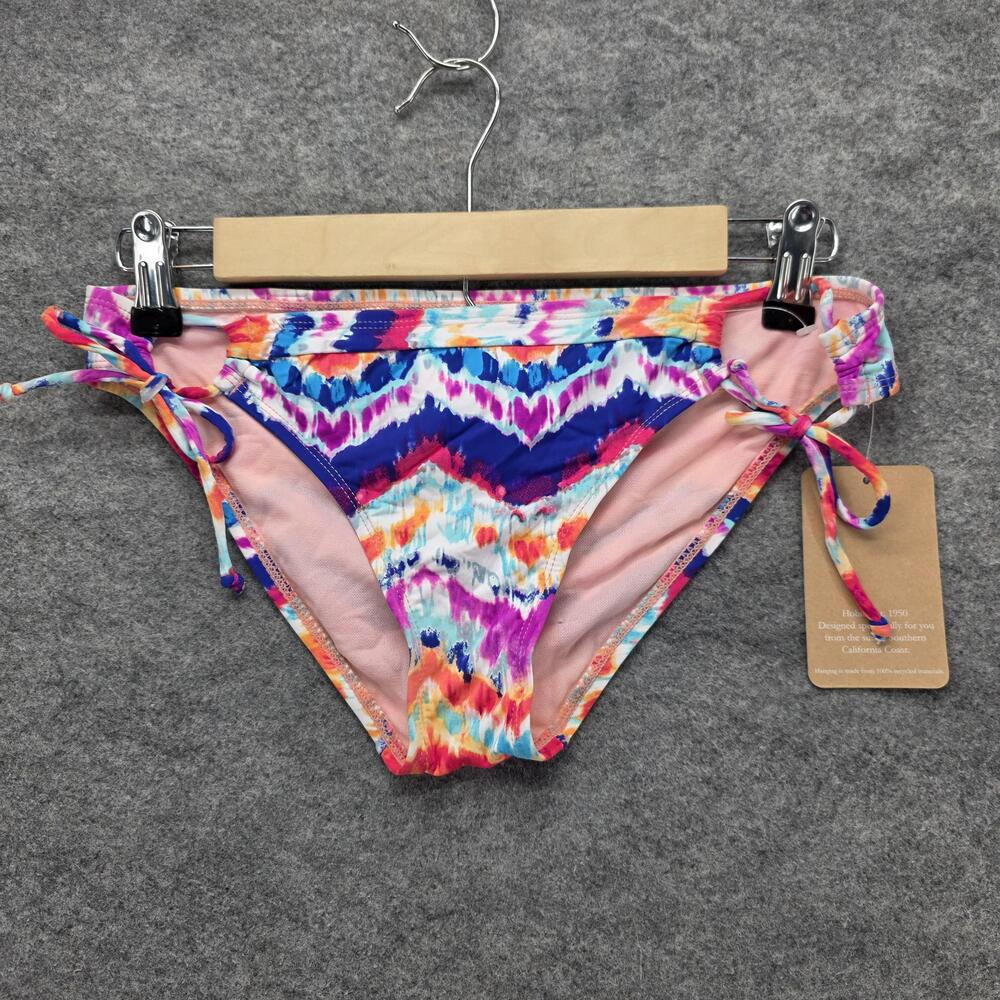 Hobie Bikini Bottom Womens Small Multicolor Chevron Tie Side Ruched Swimwear